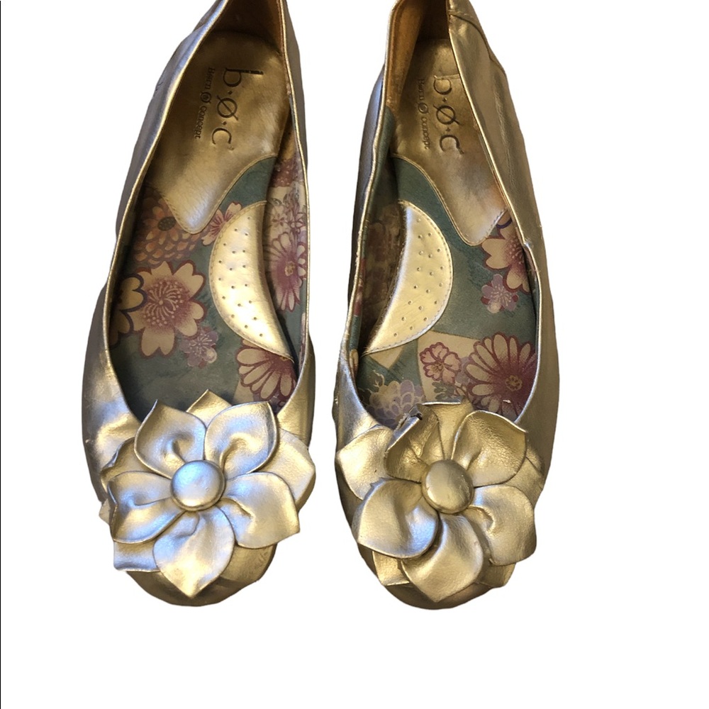 Born Concepts Gold Metallic Floral Flats